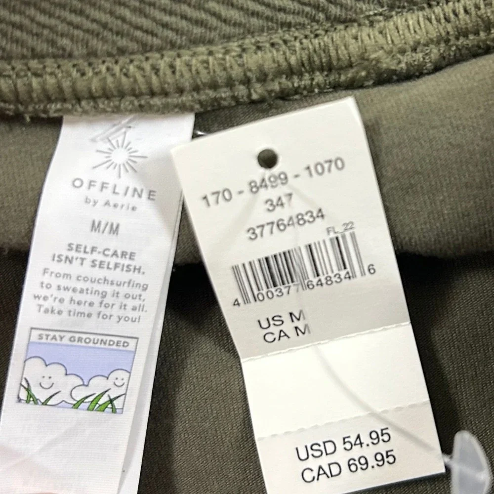 OFFLINE by Aerie Skort Womens M Green Ribbed Ruffle Fit‎ & Flare Activewear NWT